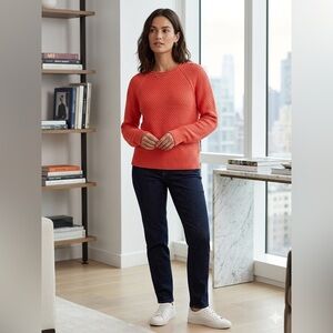 Lauren Ralph‎ Lauren Textured Waffle-Knit Sweater in coral size M